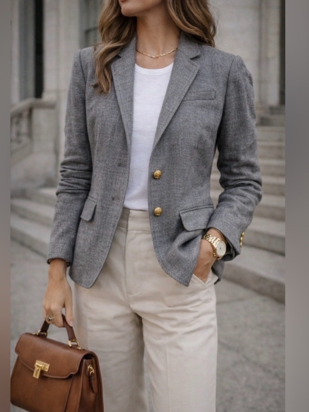 J. Crew Gray Wool Blend Schoolboy Fitted Blazer, Sz 0